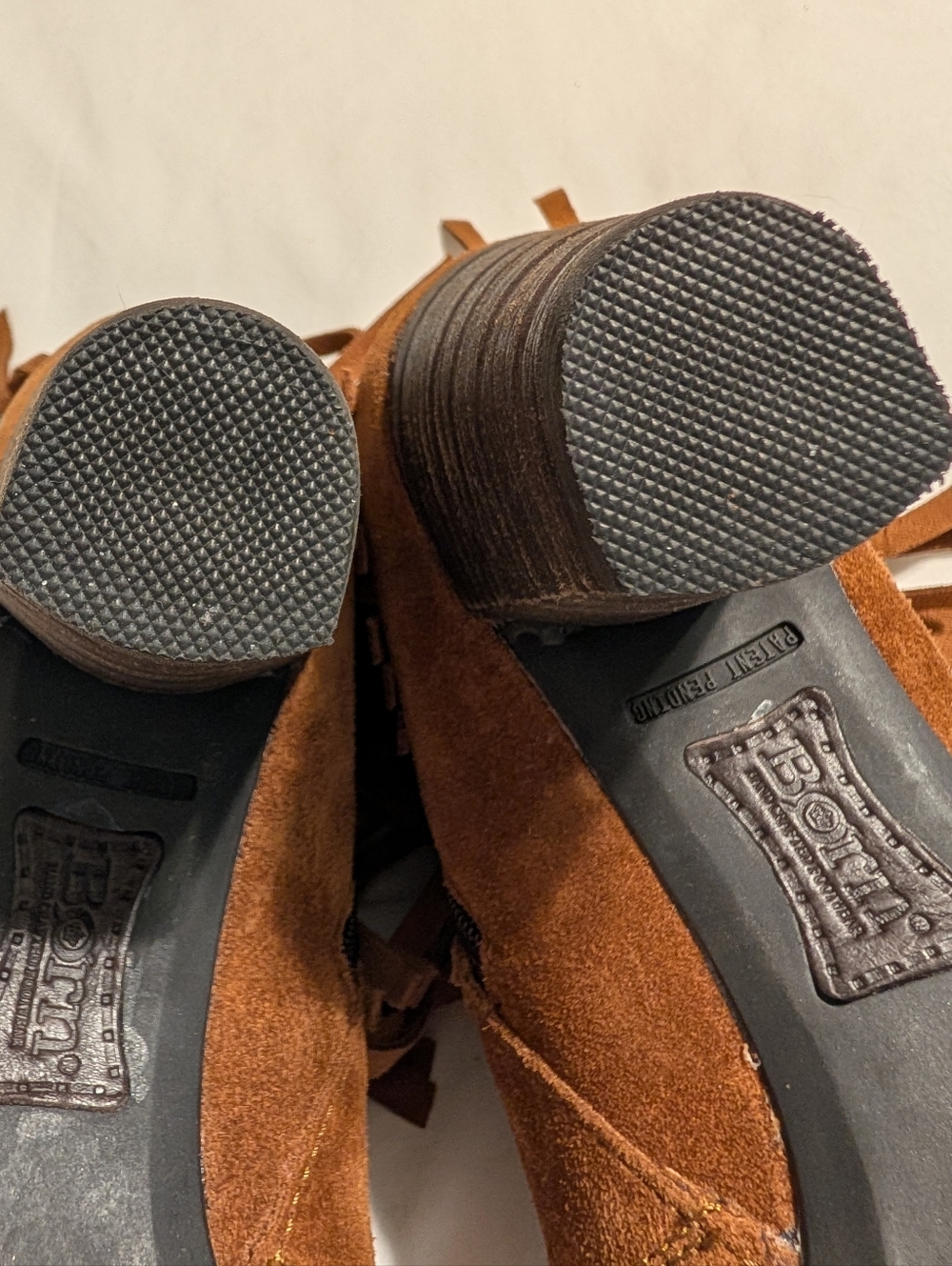 Born Thora Saddle Brown Suede Fringe Ankle Boots Size 10 New Without The Box - Picture 9 of 11